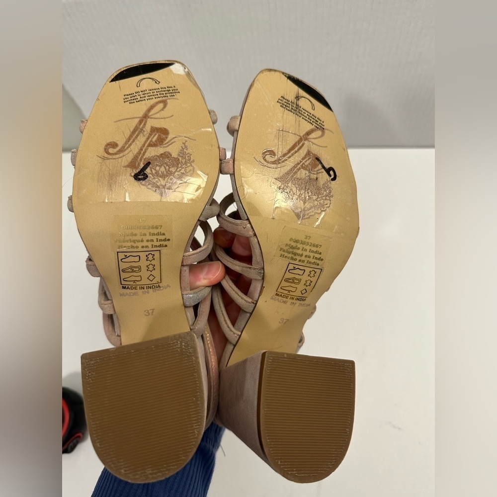 Free People Colette Cinched Heel Rainbow Metallic Size 37 - Picture 11 of 13